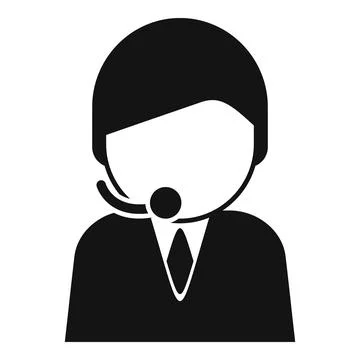 Dispatcher talking on headset microphone icon Stock Illustration