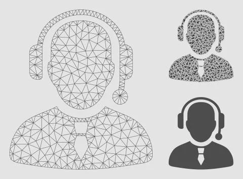 Dispatcher Vector Mesh 2D Model and Triangle Mosaic Icon Illustrazione stock