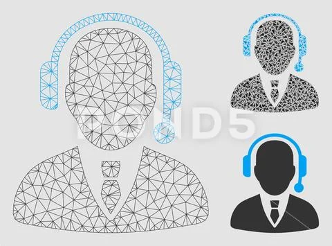 Dispatcher Vector Mesh Wire Frame Model and Triangle Mosaic Icon ...