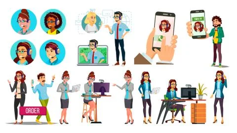 Dispatchers, Client Support Team Characters Set Illustrazione stock