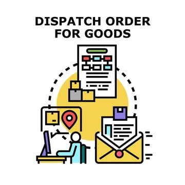 Dispatching goods order process for delivery management Illustrazione stock
