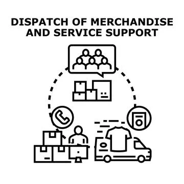 Dispatching merchandise and service support chain concept Stock Illustration
