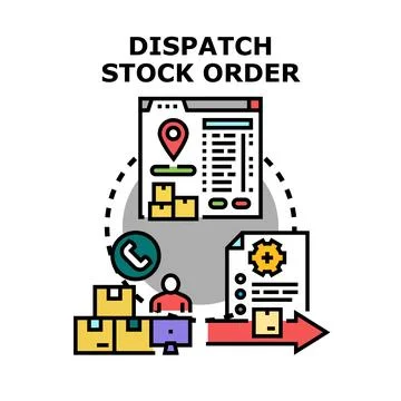 Dispatching stock order, delivery process, and logistics management Stock Illustration