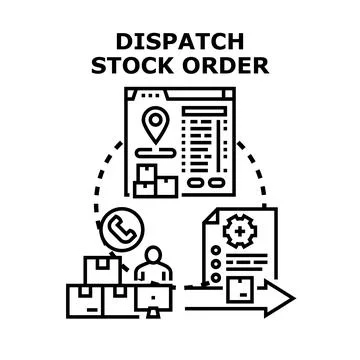 Dispatching stock order, delivery process, and logistics management Stock Illustration
