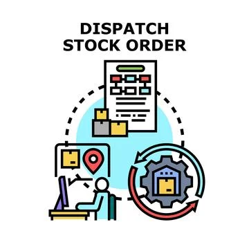 Dispatching stock order process managing logistics inventory Stock Illustration