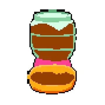 Dispenser automatic pet feeder pixel art vector illustration Stock-Illustration