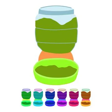 Dispenser automatic pet feeder vector cartoon graphic Stock Illustration