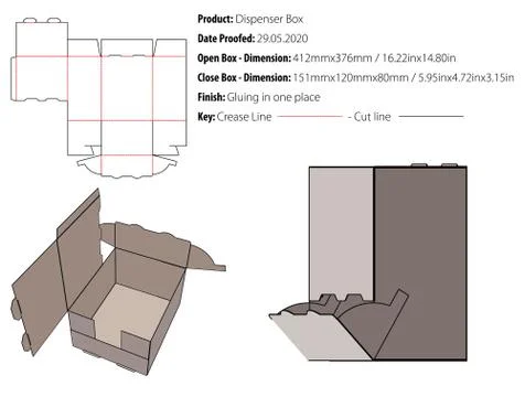 Dispenser Box packaging design template gluing die cut - vector-eps Stock Illustration
