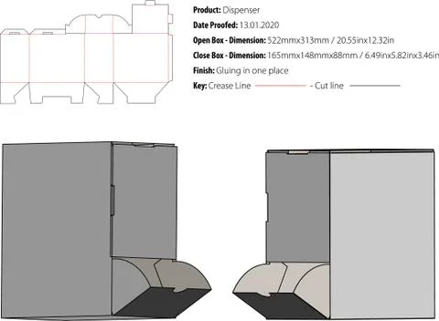 Dispenser box structural design die cut vector-eps Stock-Illustration