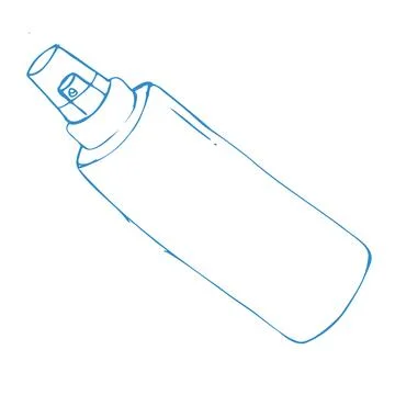 Dispenser or cleaning solution blue outline vector illustration. Stock Illustration