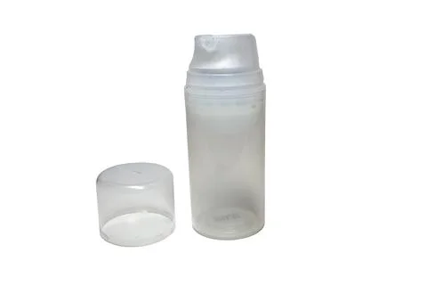 Dispenser for pumping gel, push down pump fixed on semitransparent plastic .. Stock Photos