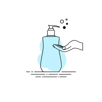 Dispenser Soap with hand outline vector Illustration Stock Illustration