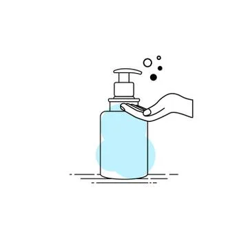 Dispenser Soap with hand outline vector Illustration Stock Illustration