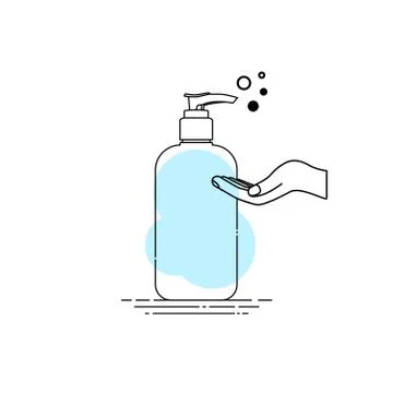 Dispenser Soap with hand outline vector Illustration Stock Illustration