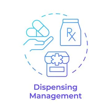 Dispensing management blue gradient concept icon Stock Illustration