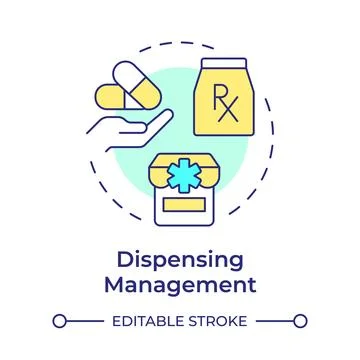 Dispensing management multi color concept icon Stock Illustration