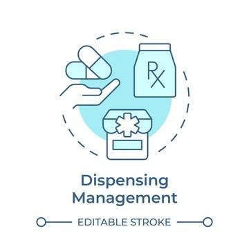 Dispensing management soft blue concept icon Stock Illustration