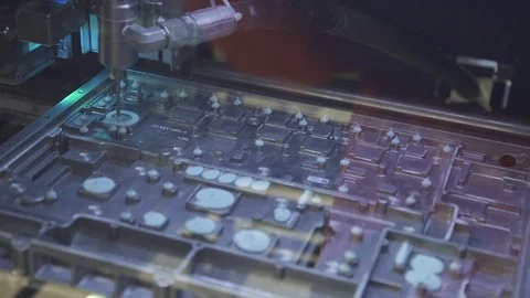 Dispensing of thermal gel for electronics. Precise gel application Stock Footage 124364439