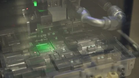 Dispensing of thermal gel for electronics. Precise gel application Stock Footage 124364576