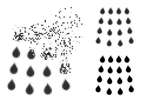 Dispersed and Halftone Dot Drops Icon Stockillustratie