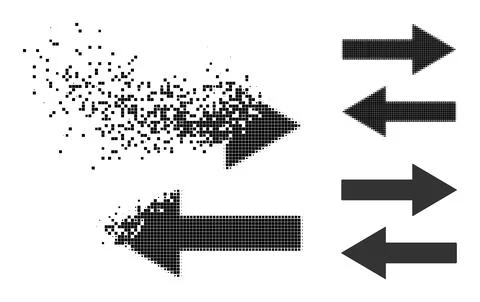Dispersed and Halftone Dot Horizontal Flip Arrows Icon Stock Illustration