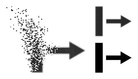Dispersed and Halftone Pixelated Pull Right Glyph Stock Illustration