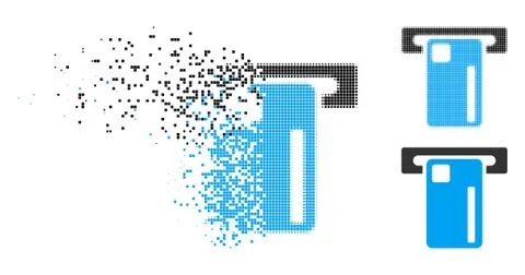 Dispersed Dot Halftone ATM Machine Icon Stock Illustration