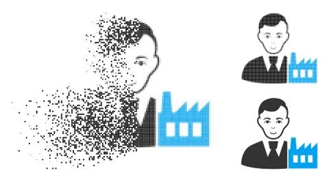 Dispersed Dot Halftone Capitalist Oligarch Icon with Face Illustrazione stock