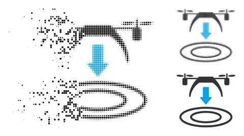 Dispersed Dot Halftone Copter Arrival Icon 스톡 일러스트