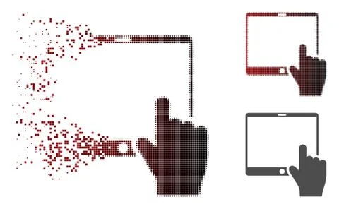 Dispersed Dot Halftone Hand Points Mobile Tablet Icon Stock Illustration