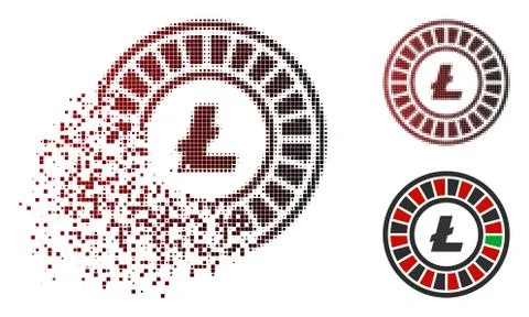 Dispersed Dot Halftone Litecoin Roulette Icon Stock Illustration