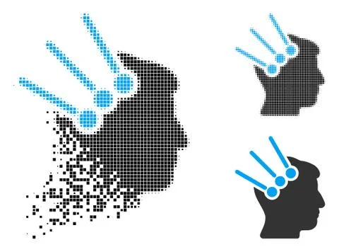 Dispersed Dot Halftone Neural Interface Connectors Icon Stock Illustration