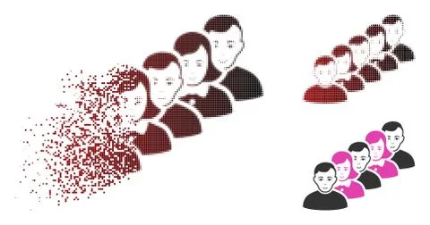 Dispersed Dot Halftone People Queue Icon Stock Illustration