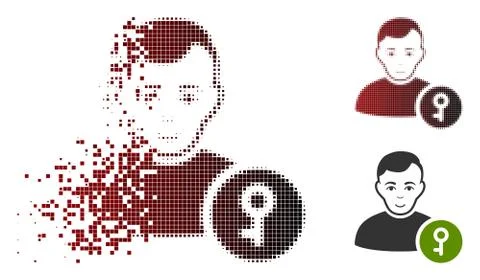 Dispersed Dot Halftone User Key Icon with Face Stockillustratie