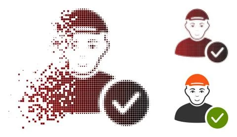 Dispersed Dot Halftone User Valid Icon with Face Stock Illustration
