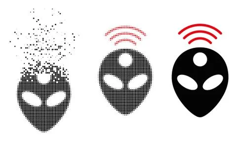 Dispersed Dotted Halftone Alien Head Icon 库存插图
