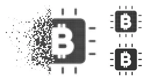 Dispersed Dotted Halftone Bitcoin Processor Chip Icon 库存插图