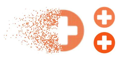 Dispersed Dotted Halftone Create Cross Icon Stock Illustration