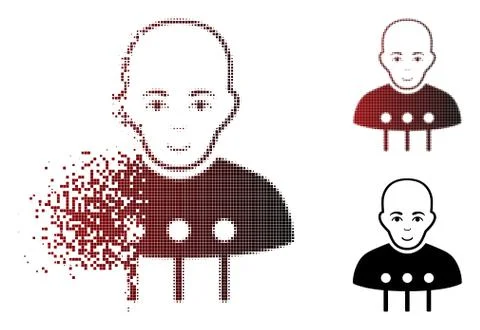 Dispersed Dotted Halftone Cyborg Interface Icon Ilustração Stock