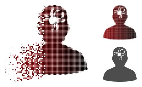 Dispersed Dotted Halftone Mental Bug Icon Stock Illustration