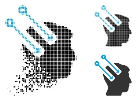 Dispersed Dotted Halftone Neural Interface Icon Ilustração Stock