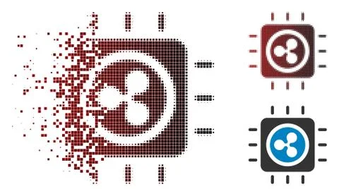 Dispersed Dotted Halftone Ripple Processor Chip Icon Illustrazione stock
