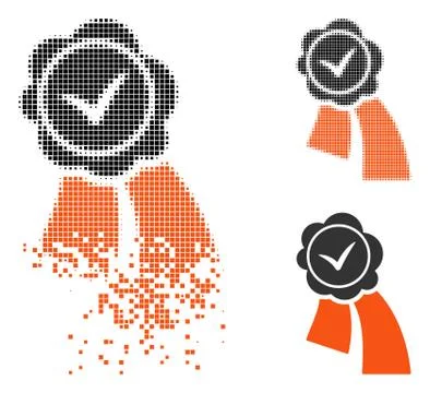 Dispersed Dotted Halftone Validation Seal Icon Stock Illustration