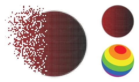 Dispersed Pixel Halftone Abstract Sphere Icon Stock Illustration