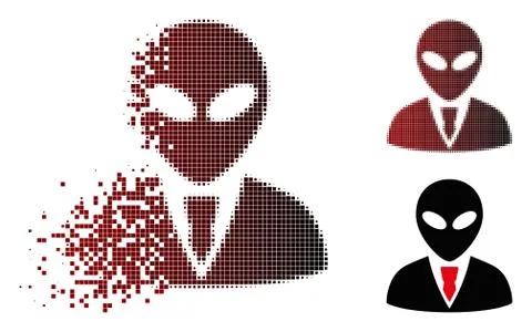 Dispersed Pixel Halftone Alien Manager Icon Stock Illustration