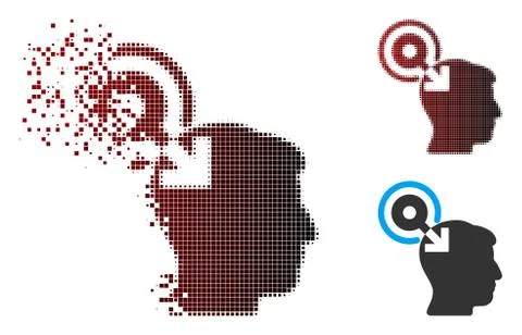 Dispersed Pixel Halftone Brain Interface Plug-In Icon Illustrazione stock