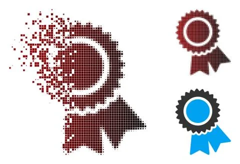 Dispersed Pixel Halftone Certification Icon Stock Illustration