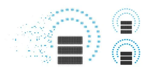 Dispersed Pixel Halftone Database Sphere Shield Icon Stock Illustration
