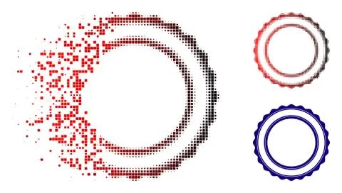 Dispersed Pixel Halftone Double Rosette Circular Frame Icon Stock-Illustration