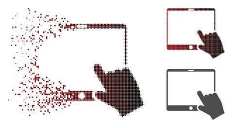Dispersed Pixel Halftone Hand Pointer Tablet Icon Illustrazione stock